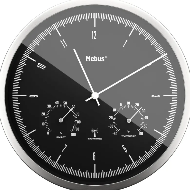 Mebus Wanduhr schwarz D: ca. 25 cm