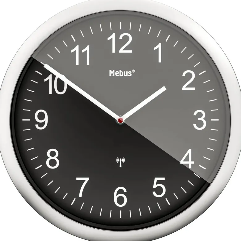 Mebus Wanduhr silber D: ca. 25 cm