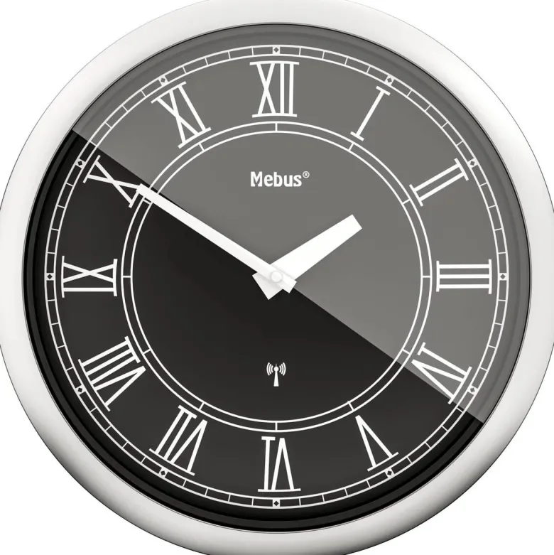 Mebus Wanduhr silber D: ca. 25 cm