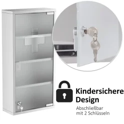 Medizinschrank silber Glas B/H/L: ca. 12x30x60 cm