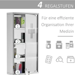 Medizinschrank silber Glas B/H/L: ca. 12x30x60 cm