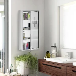 Medizinschrank silber Glas B/H/L: ca. 12x30x60 cm