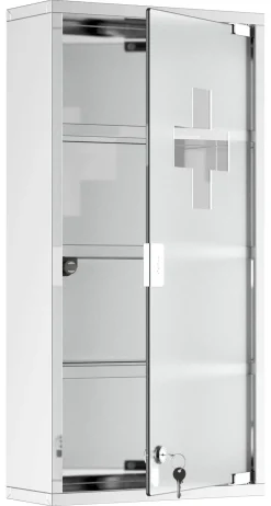 Medizinschrank silber Glas B/H/L: ca. 12x30x60 cm