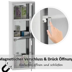 Medizinschrank silber Polypropylen B/H/L: ca. 12x20x58 cm
