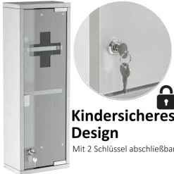 Medizinschrank silber Polypropylen B/H/L: ca. 12x20x58 cm