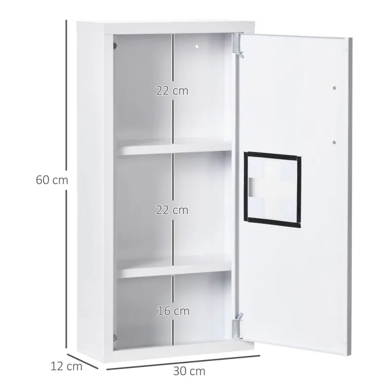 Medizinschrank weiß Edelstahl B/H/L: ca. 12x30x60 cm