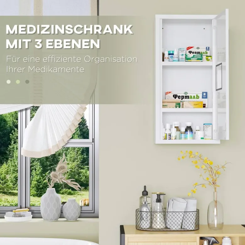 Medizinschrank weiß Edelstahl B/H/L: ca. 12x30x60 cm