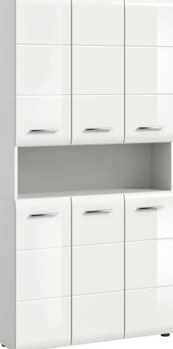 Mehrzweckschrank Ice weiß weiß Hochglanz B/H/T: ca. 90x185x30 cm