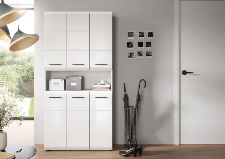 Mehrzweckschrank Ice weiß weiß Hochglanz B/H/T: ca. 90x185x30 cm