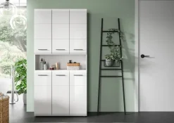 Mehrzweckschrank Ice weiß weiß Hochglanz B/H/T: ca. 90x185x30 cm