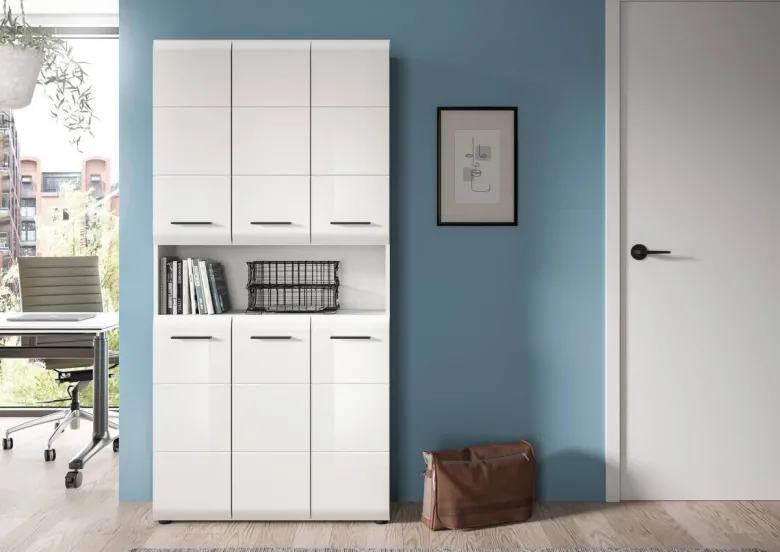 Mehrzweckschrank Ice weiß weiß Hochglanz B/H/T: ca. 90x185x30 cm