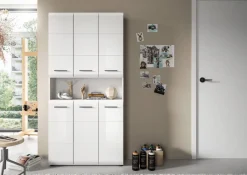 Mehrzweckschrank Ice weiß weiß Hochglanz B/H/T: ca. 90x185x30 cm