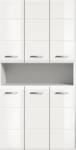 Mehrzweckschrank Ice weiß weiß Hochglanz B/H/T: ca. 90x185x30 cm