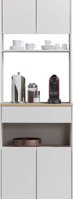 Mehrzweckschrank Kaffeebar Kaschmir Eiche Nachbildung B/H/T: ca. 70x200x45 cm