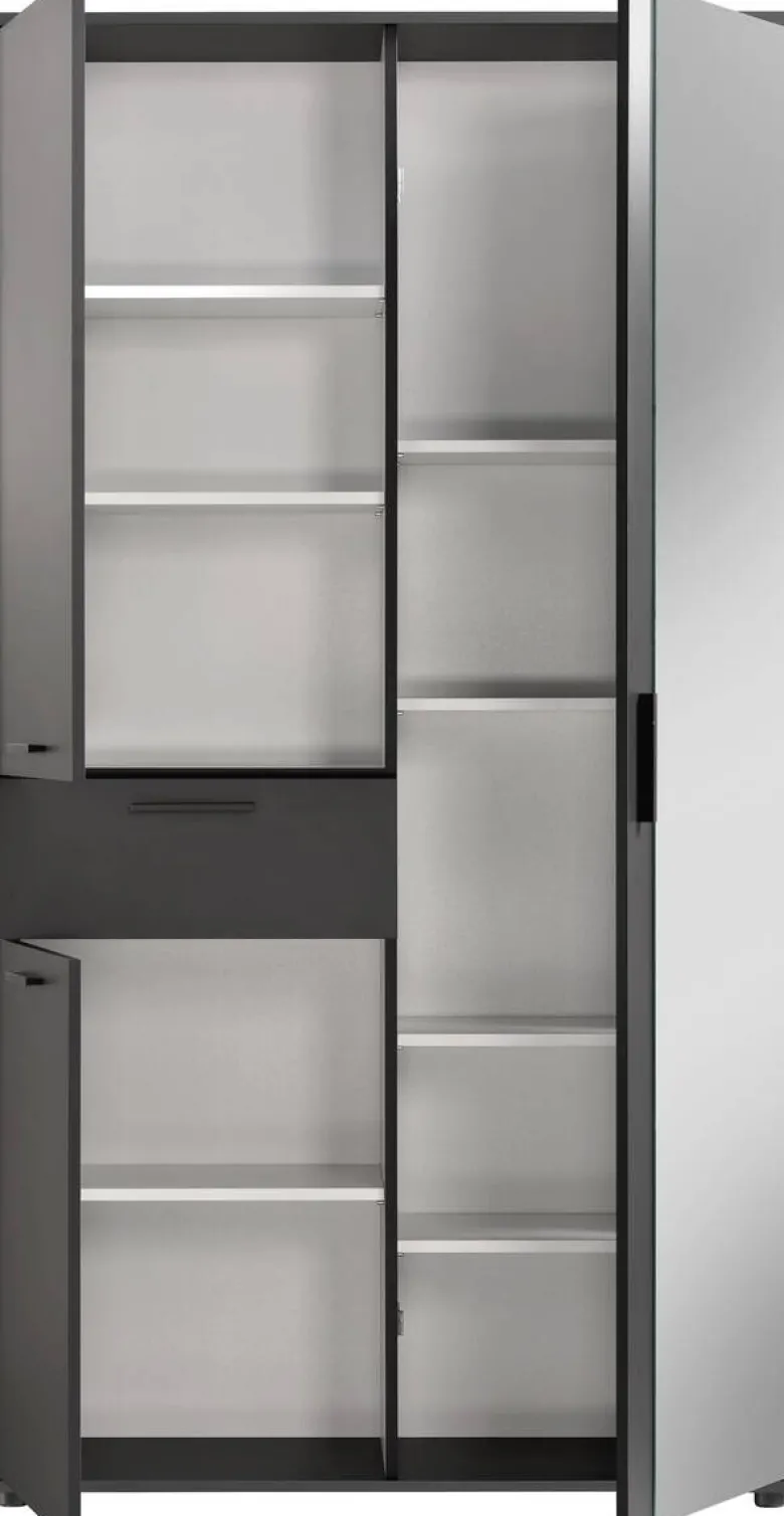 Mehrzweckschrank Kreta anthrazit weiß B/H/T: ca. 99x184x35 cm