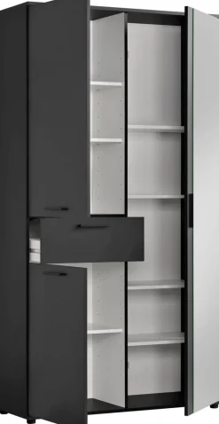 Mehrzweckschrank Kreta anthrazit weiß B/H/T: ca. 99x184x35 cm