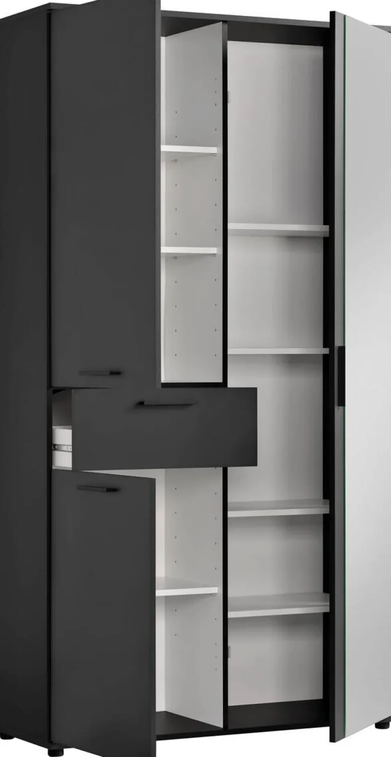 Mehrzweckschrank Kreta anthrazit weiß B/H/T: ca. 99x184x35 cm