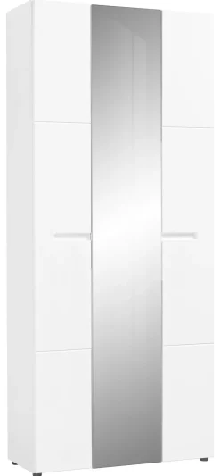 Mehrzweckschrank Mailand 23 weiß weiß Hochglanz B/H/T: ca. 86x202x35 cm