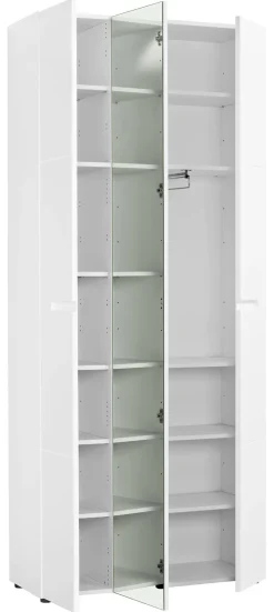 Mehrzweckschrank Mailand 23 weiß weiß Hochglanz B/H/T: ca. 86x202x35 cm