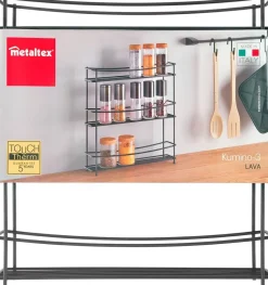 Metaltex Gewürzregal Kumino-3 Lava mattschwarz Metall