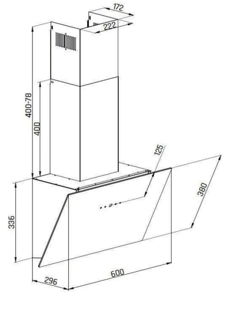 Mican Dunstabzugshaube KHA530TMFSA+ schwarz Metall B/H/T: ca. 60x53,6x29,6 cm