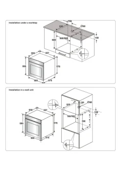 Mican Einbaubackofen BOAHSD65 schwarz Metall B/H/T: ca. 59,5x59,5x57 cm