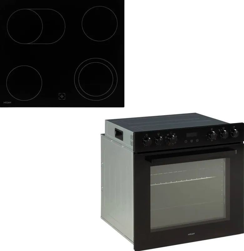Mican Einbauherdset HSHDB73S schwarz B/H/T: ca. 59,5x59,5x57,5 cm