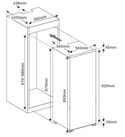 Mican Einbaukühlschrank EKHTTOG4SSE weiß B/H/T: ca. 54x89x54 cm
