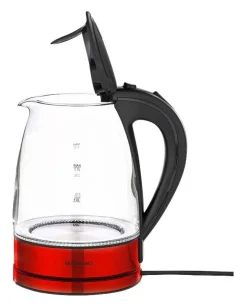 MICHELINO Glas-Wasserkocher 74318 rot schwarz Kunststoff Edelstahl Glas B/H/T: ca. 22x25x19 cm ca. 1,7 l