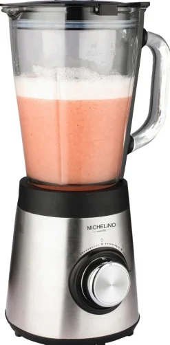 MICHELINO Stabmixer 74251 stahlfarbig schwarz klar Edelstahl Kunststoff Glas B/H/T: ca. 21x37x17 cm