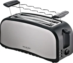 MICHELINO Toaster 74292 Edelstahloptik schwarz Edelstahl Kunststoff B/H/L: ca. 14x20x17 cm