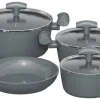 MICHELINO Topfset grau Aluminium 7 tlg.