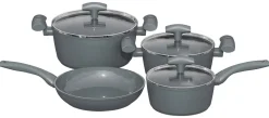 MICHELINO Topfset grau Aluminium 7 tlg.