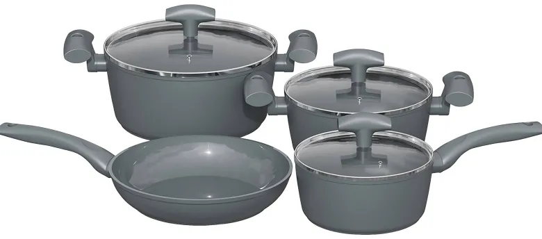 MICHELINO Topfset grau Aluminium 7 tlg.