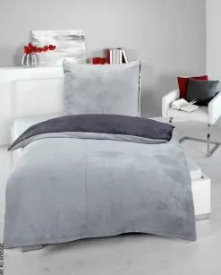 Microfaser Bettwäsche Cashmere touch silber Polyester B/L: ca. 135x200 cm