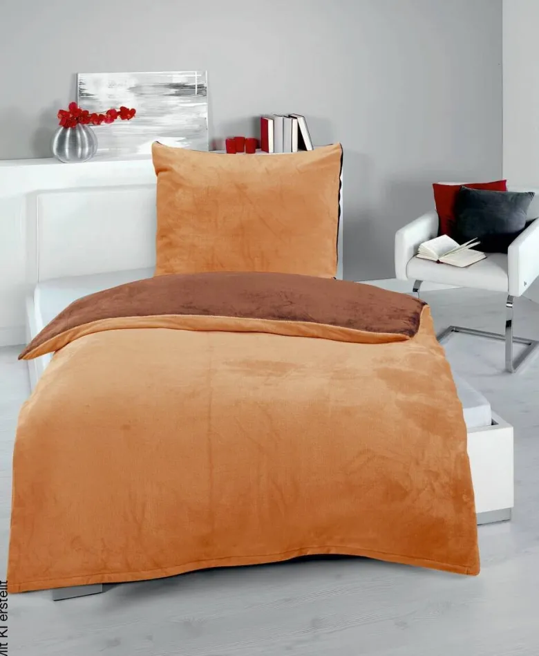 Microfaser Bettwäsche Cashmere touch terra Polyester B/L: ca. 135x200 cm