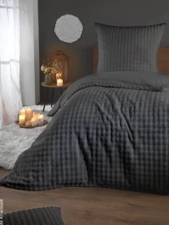 Microfaser Bettwäsche Flanell Asphalt Polyester B/L: ca. 135x200 cm