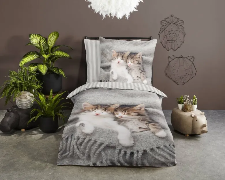 Microfaser Bettwäsche Snooze grau Polyester B/L: ca. 135x200 cm