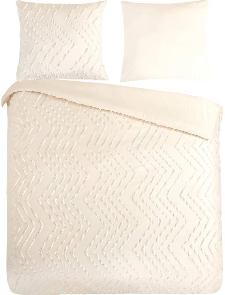 Microfaser Bettwäsche Zigzag offwhite Polyester B/L: ca. 200x200 cm