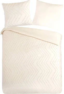 Microfaser Bettwäsche Zigzag offwhite Polyester B/L: ca. 155x220 cm