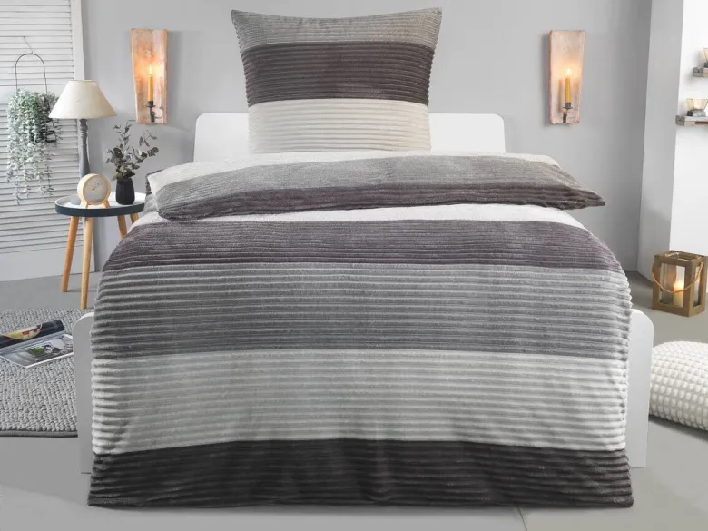 Microfaser Wende Bettwäsche Cashmere touch grau Polyester B/L: ca. 135x200 cm