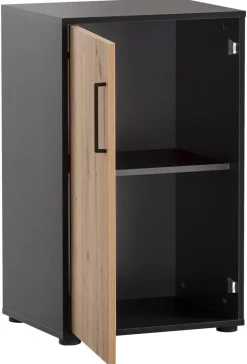 Midischrank Aino Eiche Artisan Nachbildung schwarz matt B/H/T: ca. 51x83,6x41 cm