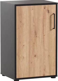 Midischrank Aino Eiche Artisan Nachbildung schwarz matt B/H/T: ca. 51x83,6x41 cm
