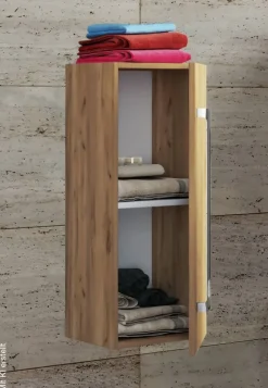 Midischrank Badinos Eiche Honig Nachbildung Alu Optik B/H/T: ca. 33x75x22 cm