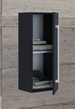 Midischrank Badinos schwarz Alu Optik B/H/T: ca. 33x75x22 cm