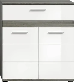 Midischrank BLAKE Rauchsilber Nachbildung weiß Hochglanz B/H/T: ca. 71x79x31 cm
