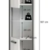 Midischrank KOJAK weiß Hochglanz anthrazit grau B/H/T: ca. 40x188x34 cm