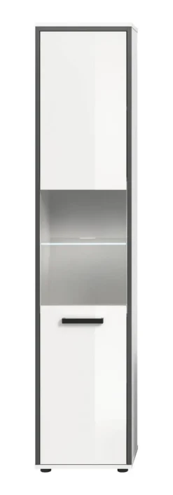 Midischrank KOJAK weiß Hochglanz anthrazit grau B/H/T: ca. 40x188x34 cm