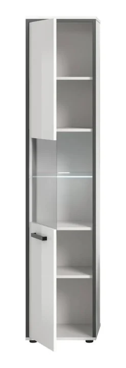 Midischrank KOJAK weiß Hochglanz anthrazit grau B/H/T: ca. 40x188x34 cm