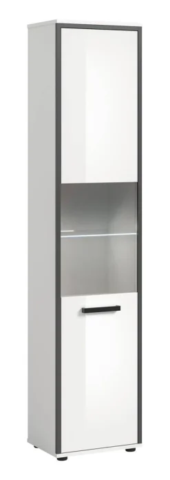 Midischrank KOJAK weiß Hochglanz anthrazit grau B/H/T: ca. 40x188x34 cm